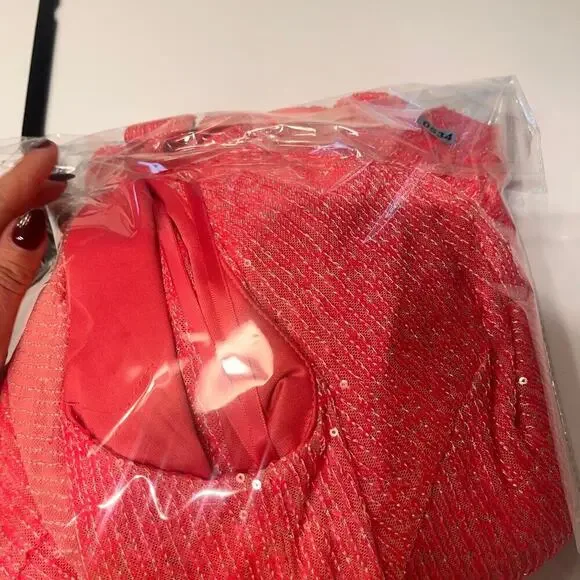 NWT Mac Duggal Pink Sequin One Shoulder Draped Back Gown Siz… - Picture 8 of 8